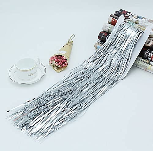flavouredlove Foil Fringe Curtain(s) 3x6 Feet for Birthday, Anniversaries, Graduation, Retirement, Baby Shower Decoration (Pack of 2, Silver) - Image 2