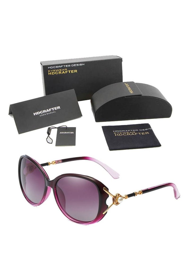 HDCRAFTER - Women's UV Protection Butterfly Pearl Polarizing Sunglasses-Purple - Image 1
