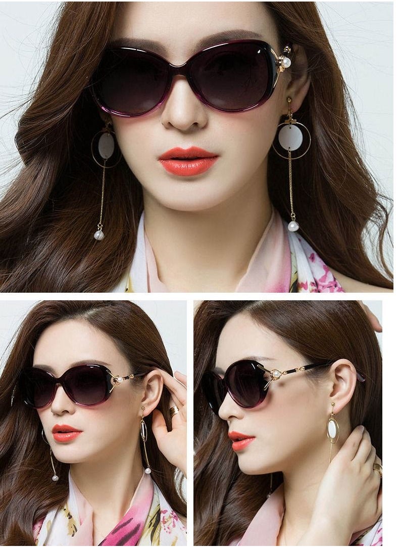 HDCRAFTER - Women's UV Protection Butterfly Pearl Polarizing Sunglasses-Purple - Image 1