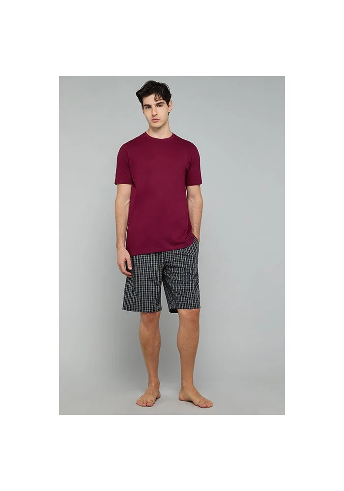 R&b Checked Lounge Shorts with Drawstring Waist