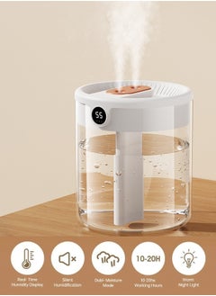 VOGMAX 2L air humidifier with humidity display, 3 adjustment modes, night light function, lasting 20 hours - white  - Image 1