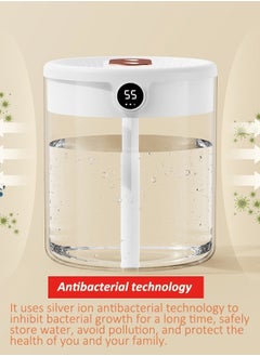 VOGMAX 2L air humidifier with humidity display, 3 adjustment modes, night light function, lasting 20 hours - white  - Image 5