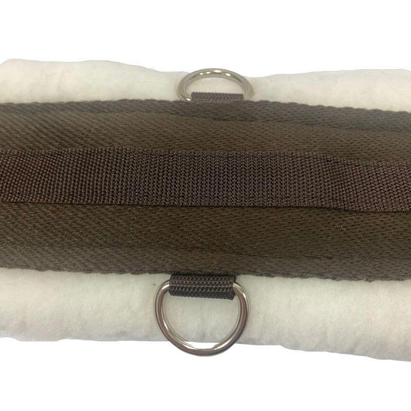 Intrepid International English Girth with Fleece - Breathable Lightweight Horse Girth for English Saddle, Double Elastic Easy Attachment, Brown with White Fleece, 52" - Image 5