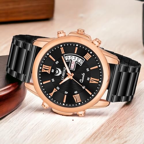 LORENZ Analogue Day Date Functioning Stainless Steel Chain Watch for Men | MK-4042R - Image 2