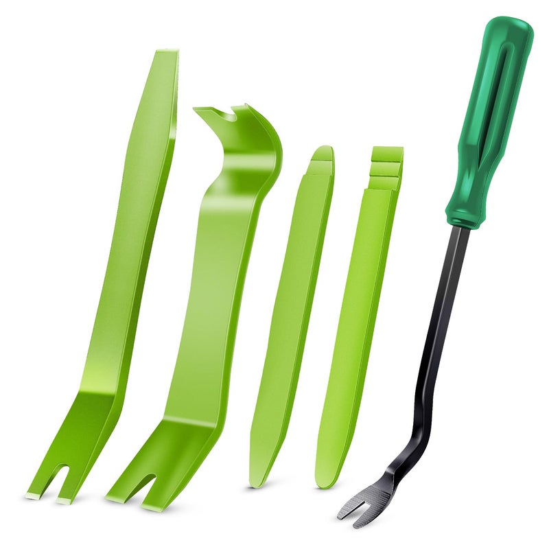 GOOACC 5PCS Auto Trim Removal Tool Kit No-Scratch Removal Tool Kit for Car Audio Dash Panel Window Molding Fastener Remover Tool Kit-Green - Image 1