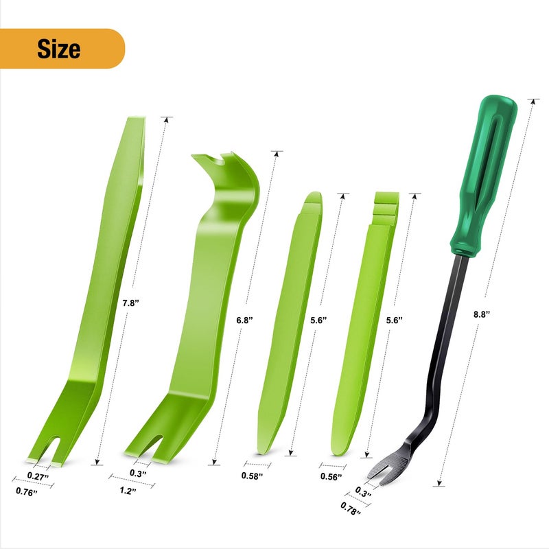 GOOACC 5PCS Auto Trim Removal Tool Kit No-Scratch Removal Tool Kit for Car Audio Dash Panel Window Molding Fastener Remover Tool Kit-Green - Image 2