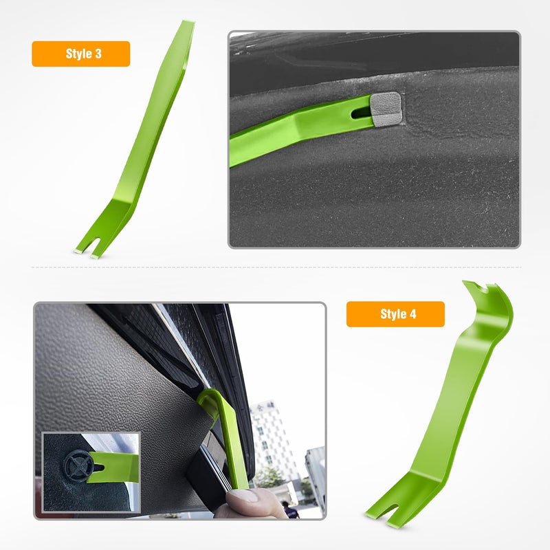 GOOACC 5PCS Auto Trim Removal Tool Kit No-Scratch Removal Tool Kit for Car Audio Dash Panel Window Molding Fastener Remover Tool Kit-Green - Image 5