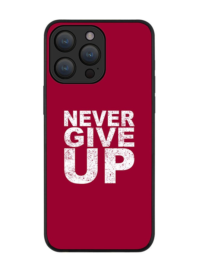 Stylizedd Cover for iPhone 15 Pro Case Rugged Black Slim fit Soft Flexible Anti Drop TPU Gel Thin Protective Phone Cases - Never ever give up - Image 1