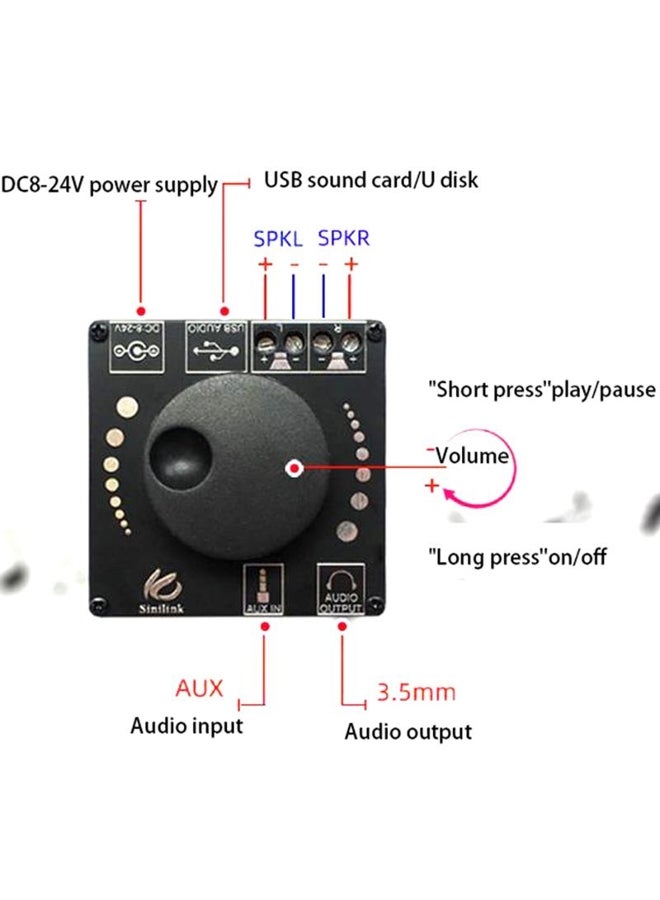 Hifi 50W+50W Tpa3116D2 Stereo Bluetooth Digital Amplifier Board Aux Usb-C Input - Image 3