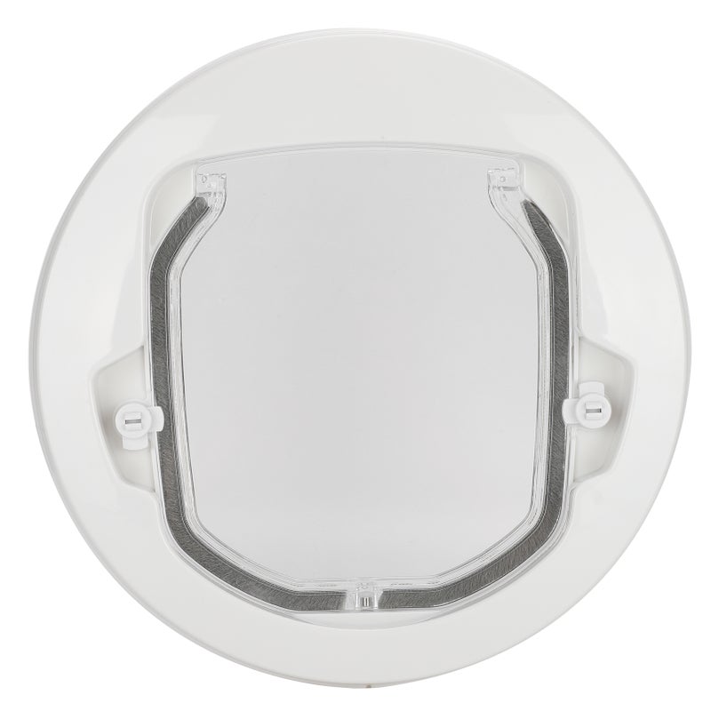 Twoway In Out Pet Dog Cat Flap Magnet Door Round Plastic Doorway Supply White Color - Image 1