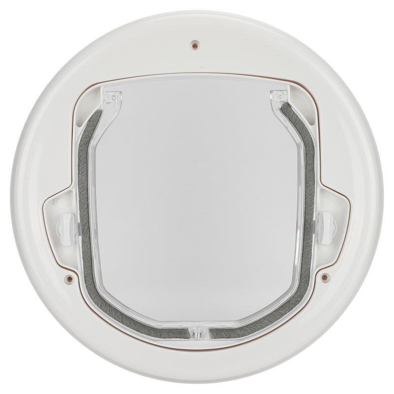 Twoway In Out Pet Dog Cat Flap Magnet Door Round Plastic Doorway Supply White Color - Image 3