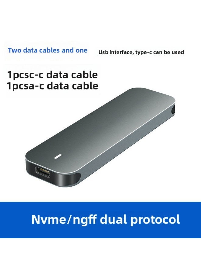 Custom SSD Mobile Hard Disk Box Type-C M.2 NVME/NGFF Dual Protocol Solid State Hard Disk Box Tool-free-Color:Gray Double Protocol