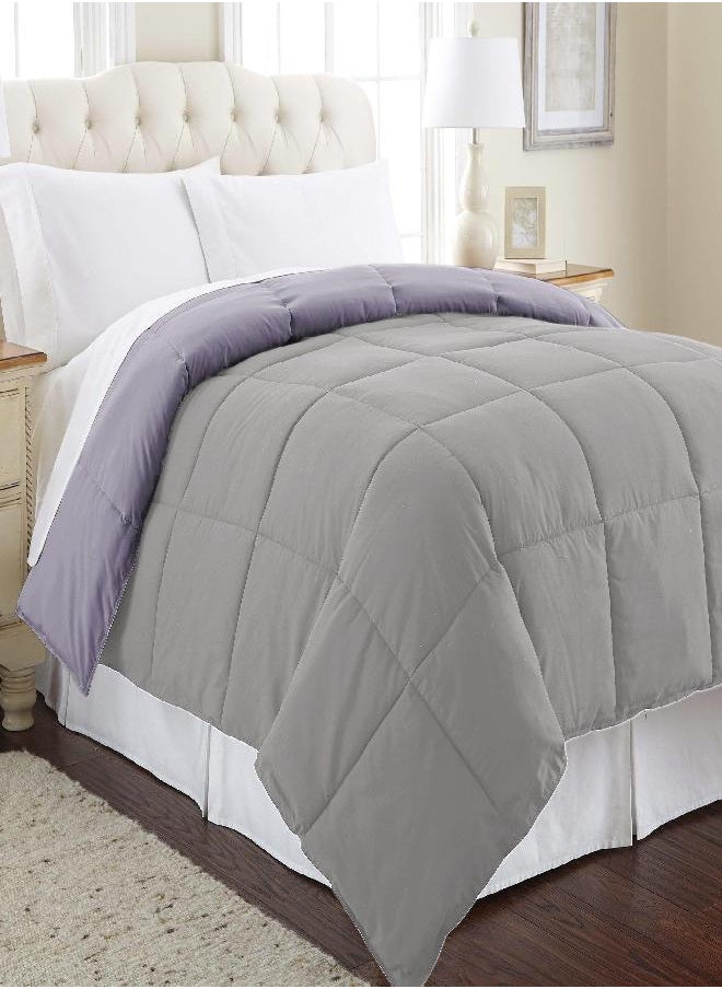 Modern Threads Modern Threads Down Alternative Microfiber Quilted Reversible Comforter & Duvet Insert - Soft, Comfortable Alternative to Goose Down - Bedding for All Seasons Amethyst/Silver Full/Queen  - Image 2