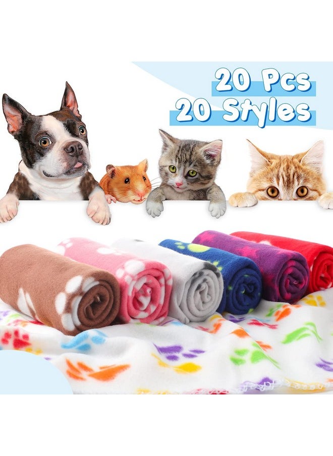 Eccliy 20 Pcs Puppy Blanket Pet Blanket Soft Fleece Dog Blankets Doggie Blanket Warm Felt Throw Blanket Sleep Mat Bed Covers Small Blankets For Puppy Pet Dogs Cat, 20 Styles (Paw,23.6 X 27.6 Inch)  - Image 3