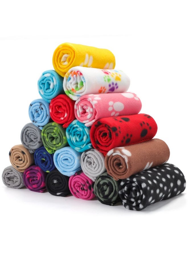 Eccliy 20 Pcs Puppy Blanket Pet Blanket Soft Fleece Dog Blankets Doggie Blanket Warm Felt Throw Blanket Sleep Mat Bed Covers Small Blankets For Puppy Pet Dogs Cat, 20 Styles (Paw,23.6 X 27.6 Inch)  - Image 1