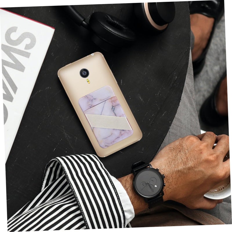 2Pcs Marble Pattern Phone Sticker Adhesive Card Holder Wallet Non Slip Back Pocket - Image 4