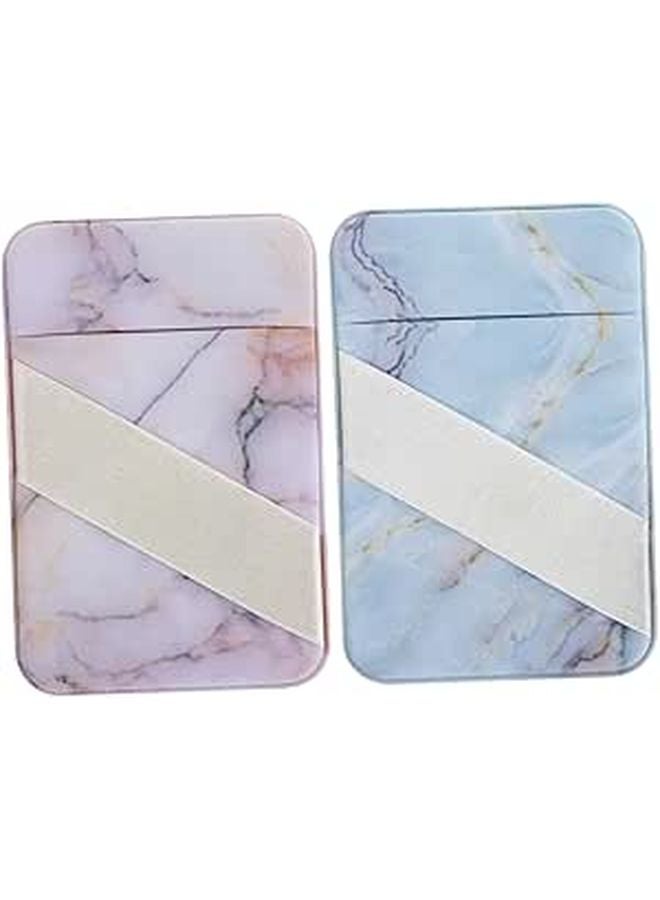 2Pcs Marble Pattern Phone Sticker Adhesive Card Holder Wallet Non Slip Back Pocket - Image 1