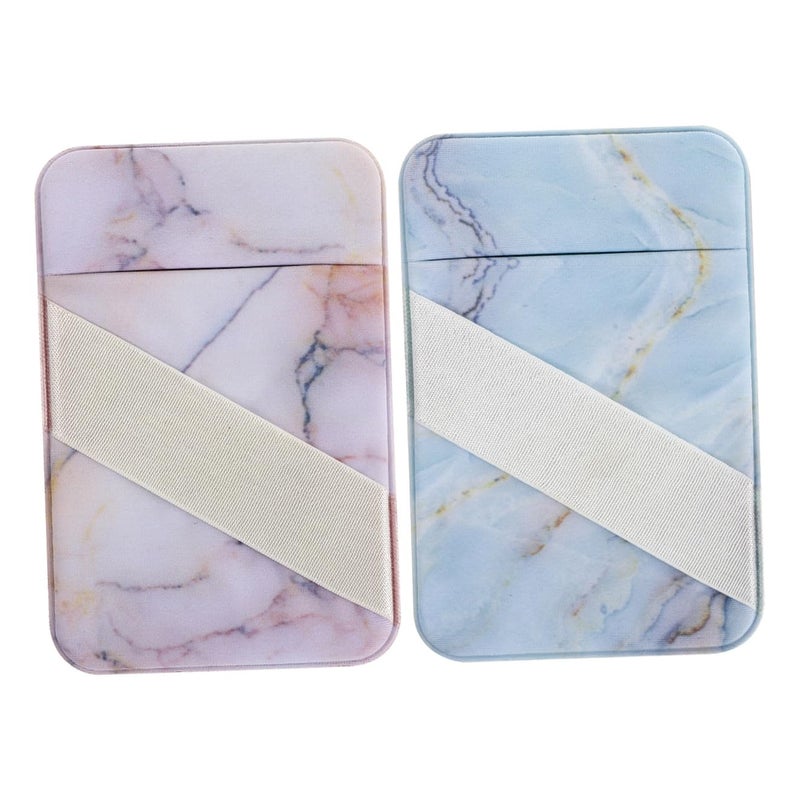 2Pcs Marble Pattern Phone Sticker Adhesive Card Holder Wallet Non Slip Back Pocket - Image 2