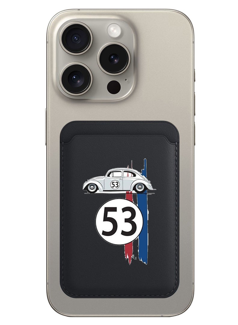 Theodor Magnetic Wallet, Compatible with MagSafe Wallet, for iPhone Wallet, for iPhone 16/15/14/13/12 Series, Not for iPhone 13/12 mini, 3 Card Holder, Vegan Leather, Black - Car 53 - Image 1