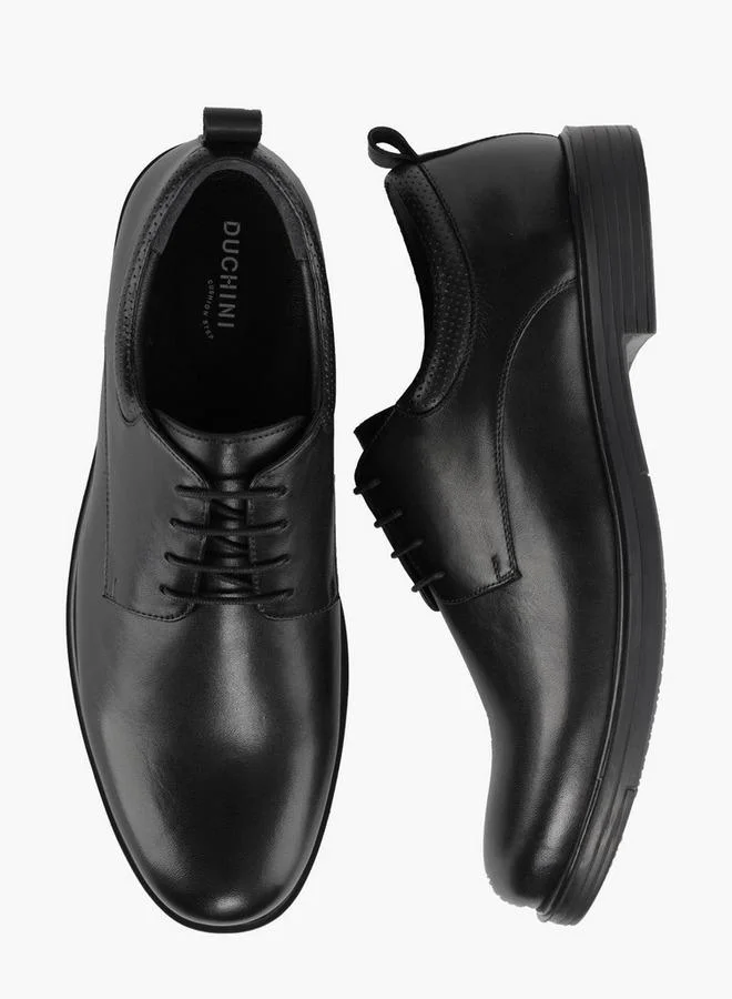 Men Leather Lace-Up Derby Shoes