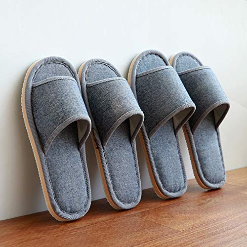 Tiger007 6 Pair of Open Toe Breathable Slippers,Solid Color Casual Slippers,Spa Slippers for Guests, Hotel, Travel, Unisex Universal Size Washable (6 gray large size) - Image 2