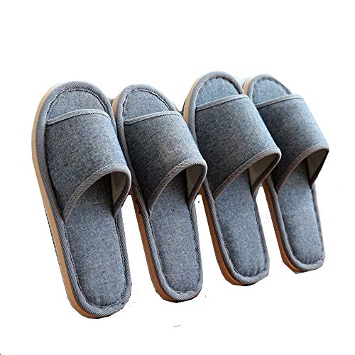 Tiger007 6 Pair of Open Toe Breathable Slippers,Solid Color Casual Slippers,Spa Slippers for Guests, Hotel, Travel, Unisex Universal Size Washable (6 gray large size) - Image 1