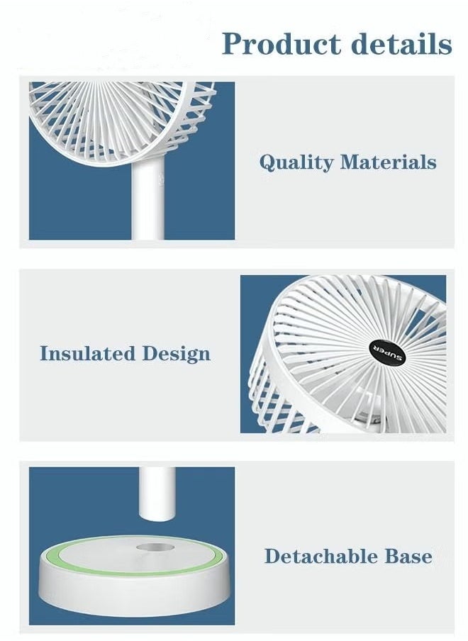 MIXDE Desktop Fan USB Charging Portable Small Fan Low Noise 3 Gears Strong Wind Removable handheld Fan  - Image 2