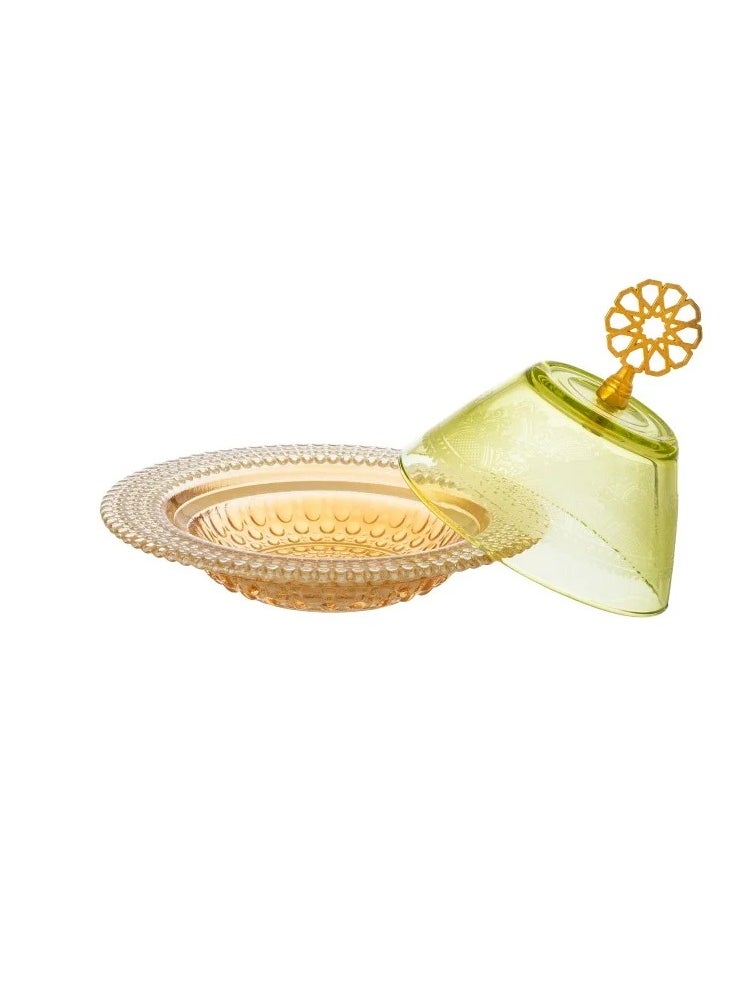Hic - Dates Plate glass gold with glass cover modern design diameter 17.5 cm - Image 1