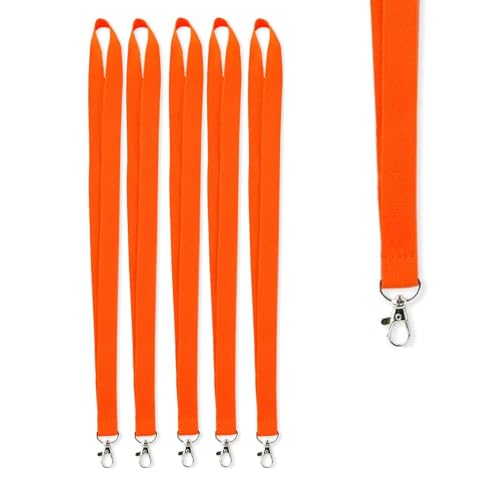 NSSP 24mm or 1 inch thick Lanyards with Badge Clip (Orange, Pack of 5) - Image 1