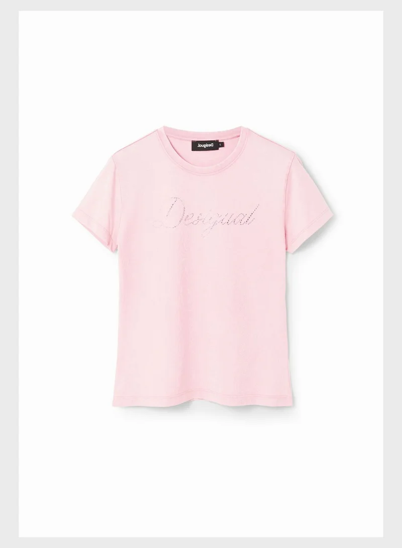 DESIGUAL Logo Print Round Neck T-Shirt