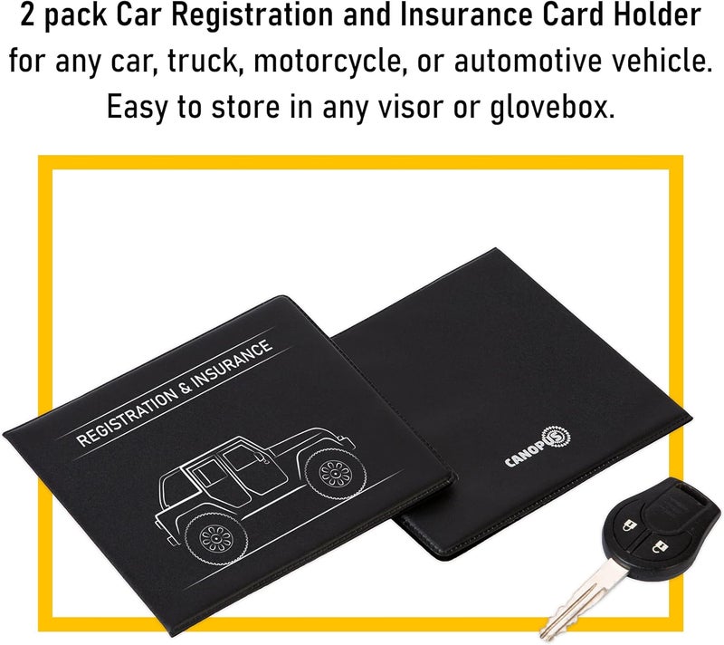 CANOPUS Car Registration and Insurance Holder, Car Document Holder, Vehicle Registration and Insurance Card Holder, Wallet for Auto, Trailer, Motorcycle, Truck, Vehicle Paperwork Organizer (2 Pack) - Image 2