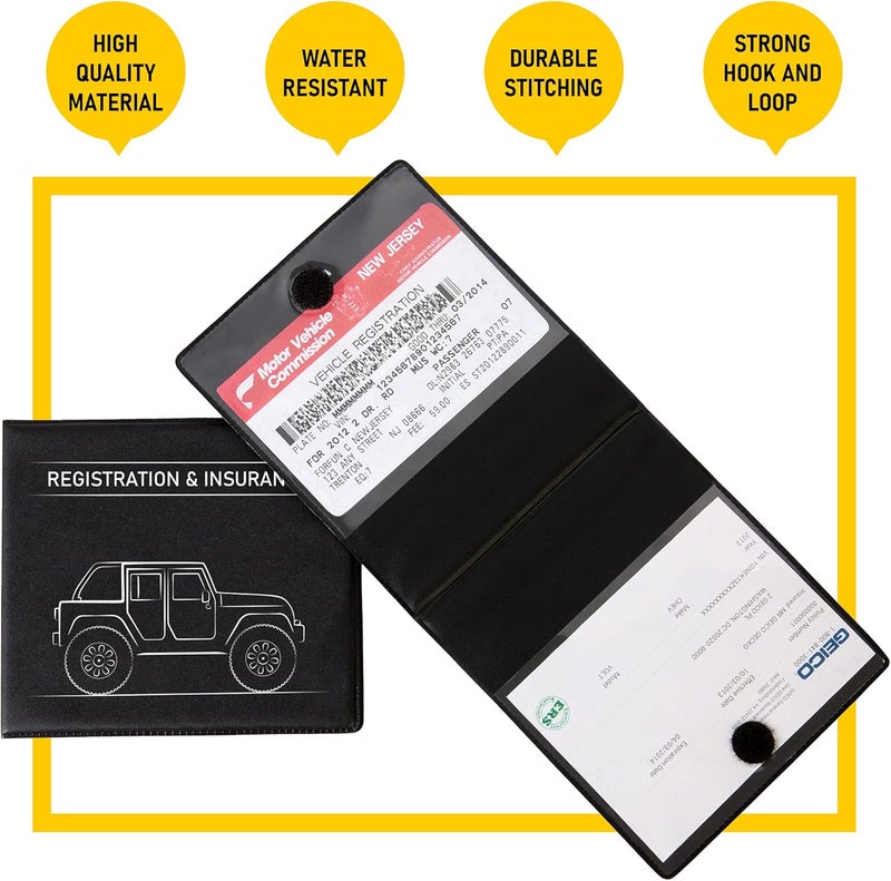 CANOPUS Car Registration and Insurance Holder, Car Document Holder, Vehicle Registration and Insurance Card Holder, Wallet for Auto, Trailer, Motorcycle, Truck, Vehicle Paperwork Organizer (2 Pack) - Image 3