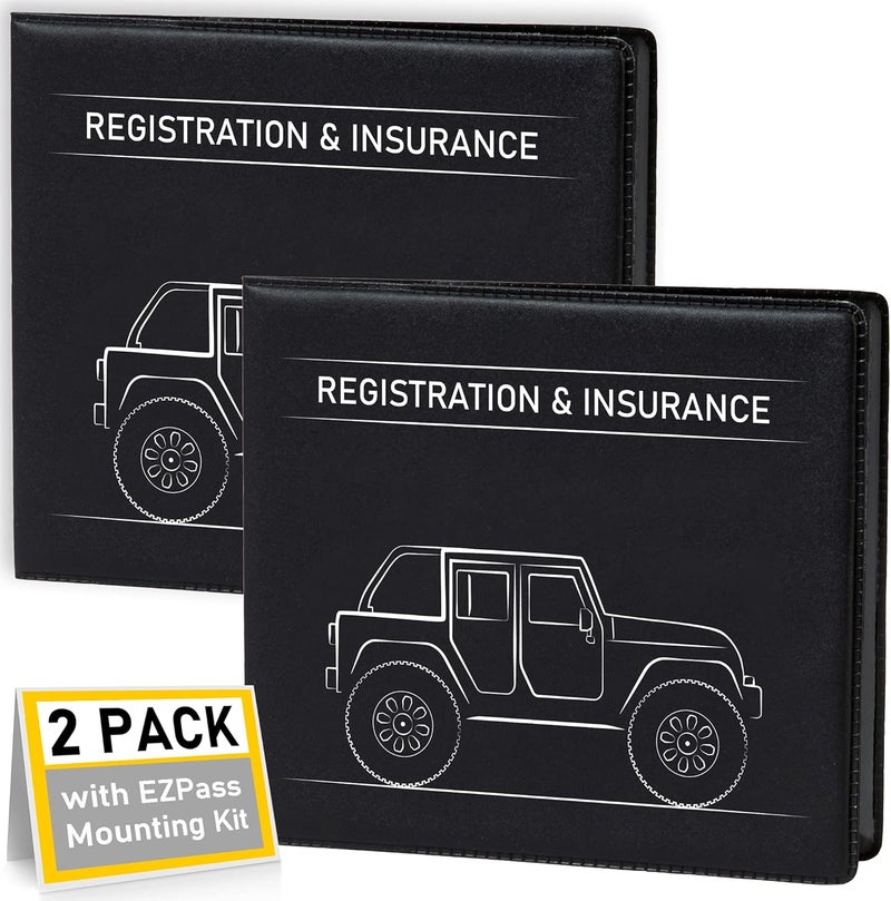CANOPUS Car Registration and Insurance Holder, Car Document Holder, Vehicle Registration and Insurance Card Holder, Wallet for Auto, Trailer, Motorcycle, Truck, Vehicle Paperwork Organizer (2 Pack) - Image 1