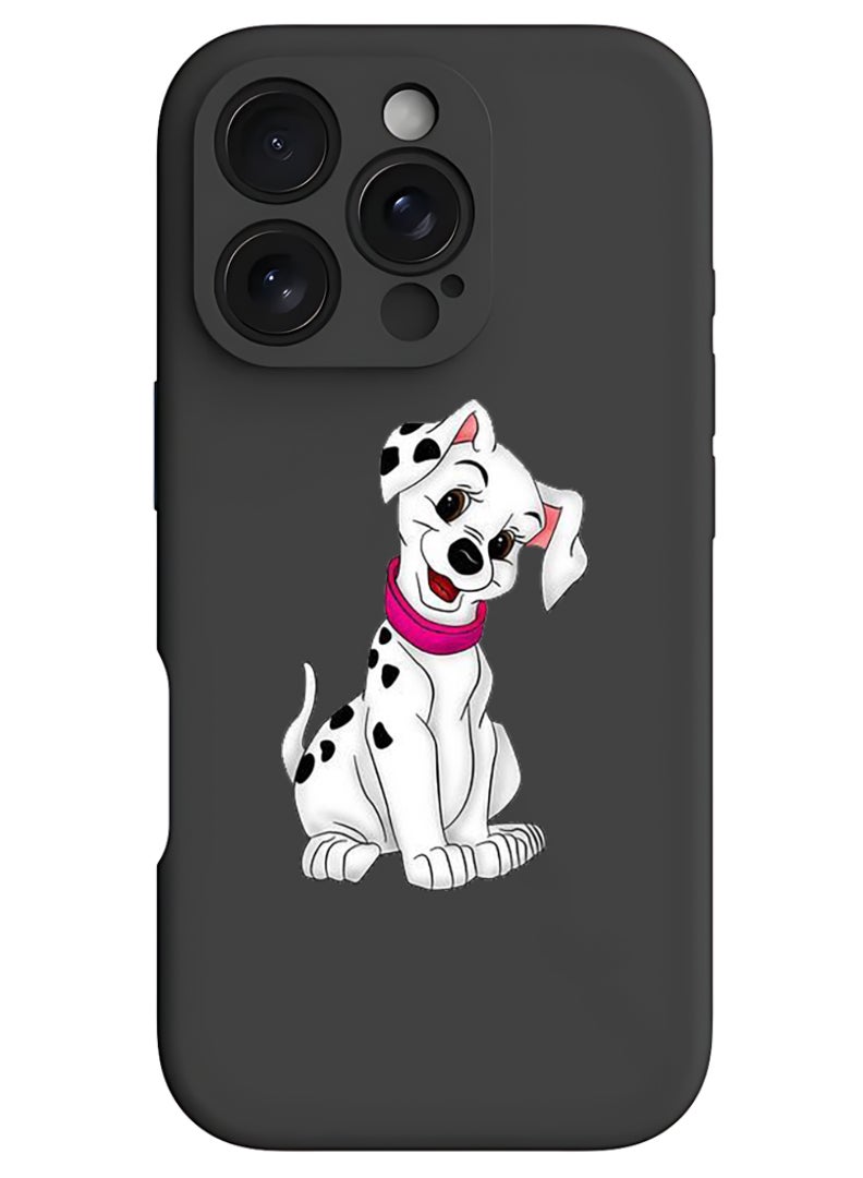 Theodor iPhone 16 Pro Black Protective Slim Fit Case Liquid Silicone Cover with Full Body Protection Anti-Scratch Shockproof Case For iPhone - Dog Dab - Image 1