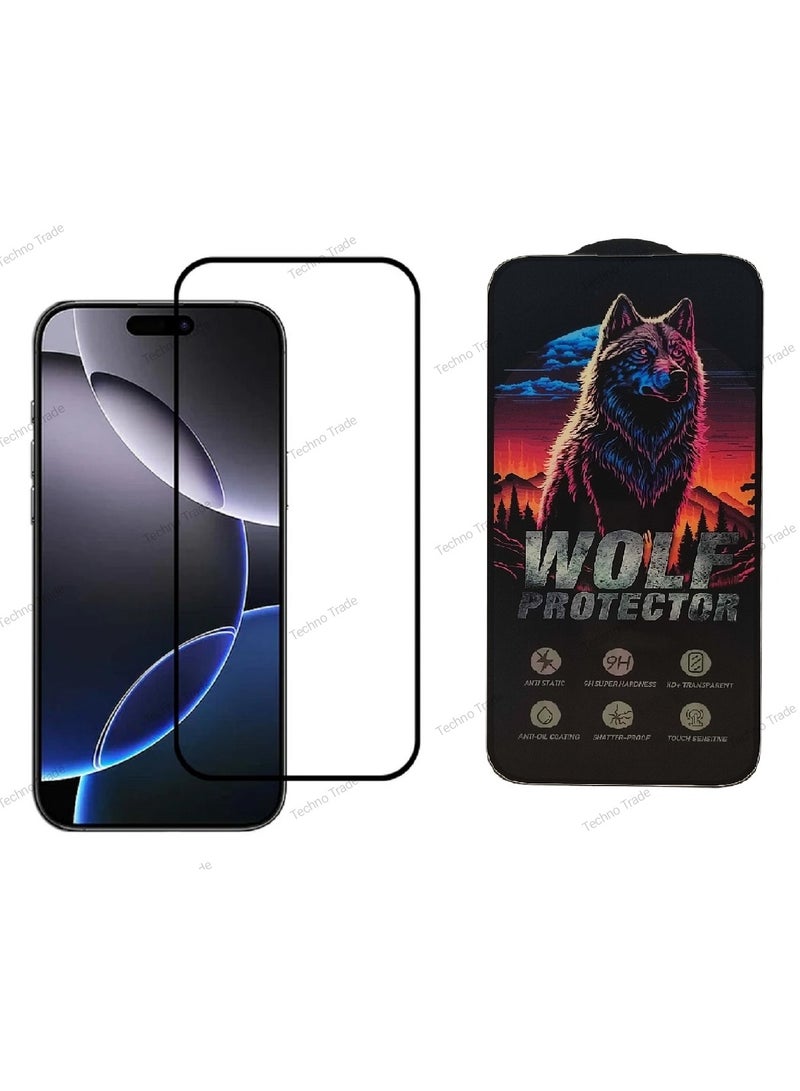 Wolf IPhone 16 Pro Max Wolf ESD Anti Static Premium Tempered Glass Screen Protector With Black Frame - Image 1