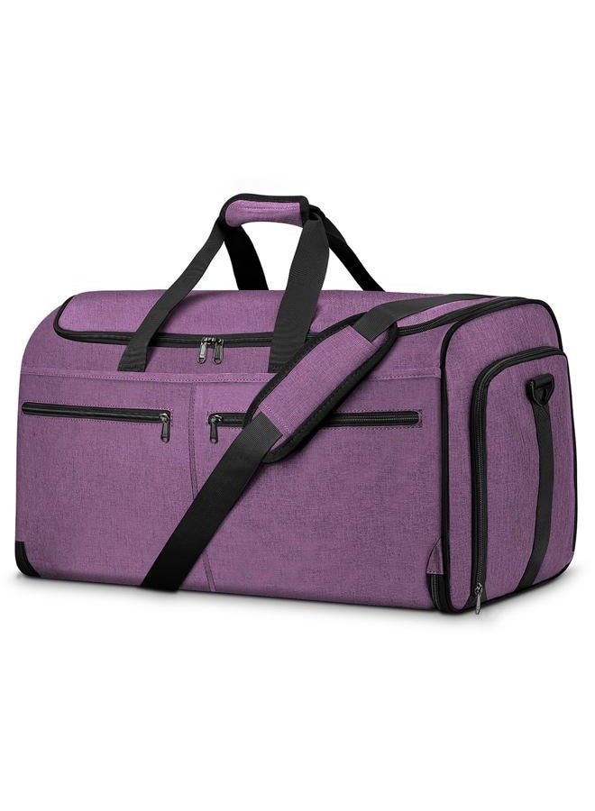 Bukere Business Travel Clothes Carrying Bag, Convertible Travel Bag with Shoe Compartment, Water Resistant, 2 in 1 Weekend Suit Bag for Men and, Purple, L, Garment Bag for Travel - Image 1