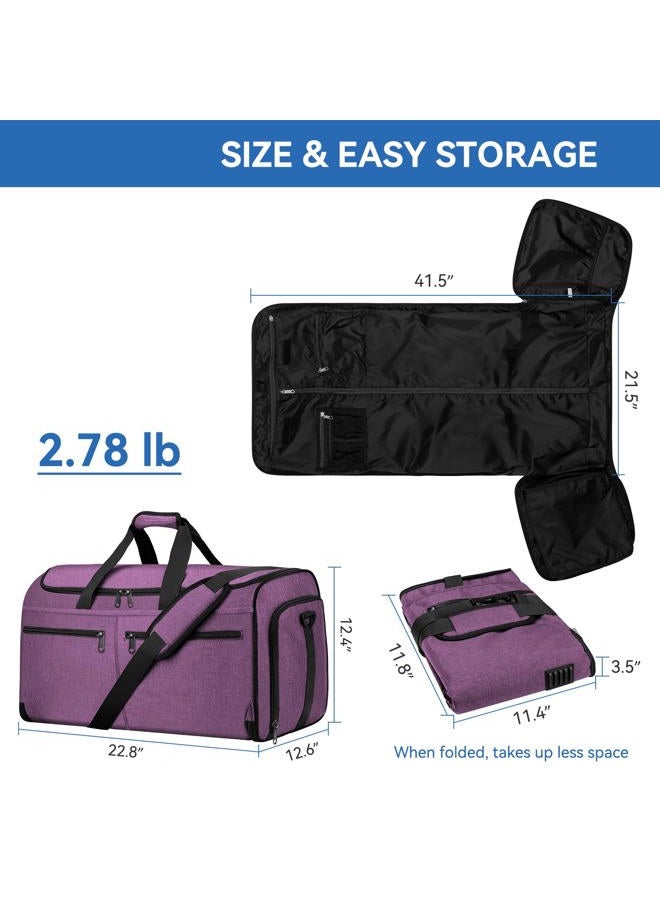 Bukere Business Travel Clothes Carrying Bag, Convertible Travel Bag with Shoe Compartment, Water Resistant, 2 in 1 Weekend Suit Bag for Men and, Purple, L, Garment Bag for Travel - Image 2