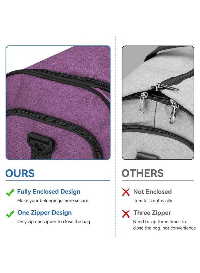 Bukere Business Travel Clothes Carrying Bag, Convertible Travel Bag with Shoe Compartment, Water Resistant, 2 in 1 Weekend Suit Bag for Men and, Purple, L, Garment Bag for Travel - Image 4