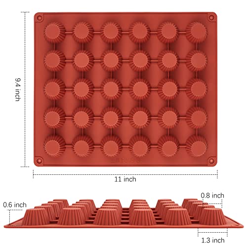 JOERSH 30-Cavity Mini Peanut Butter Cup Mold Silicone Candy Mold Bite Size for Keto Fat Bomb, Dark Chocolate - Image 2