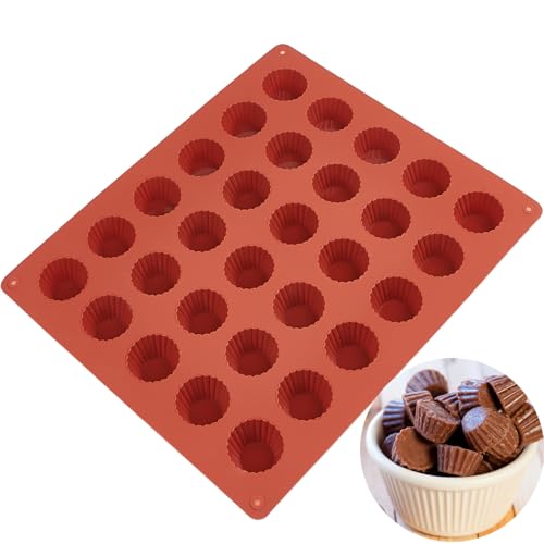 JOERSH 30-Cavity Mini Peanut Butter Cup Mold Silicone Candy Mold Bite Size for Keto Fat Bomb, Dark Chocolate - Image 5