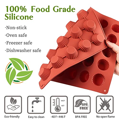 JOERSH 30-Cavity Mini Peanut Butter Cup Mold Silicone Candy Mold Bite Size for Keto Fat Bomb, Dark Chocolate - Image 4