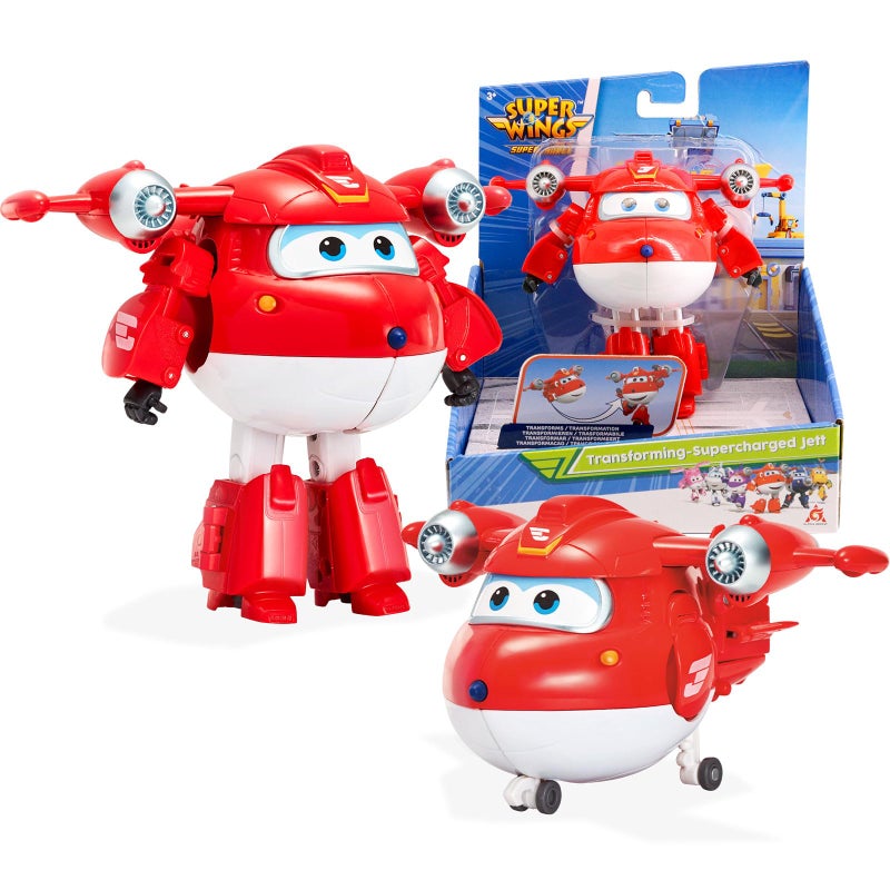 Super Wings Transformable Toys 5 Action Figure Supercharged Tobot Jett 2 in 1 Rescue Bots Transforming Airplane Robot Toys Educational Toy for Boys and Girls Age 3 Gifts for Preschool Kids Jett - Image 3