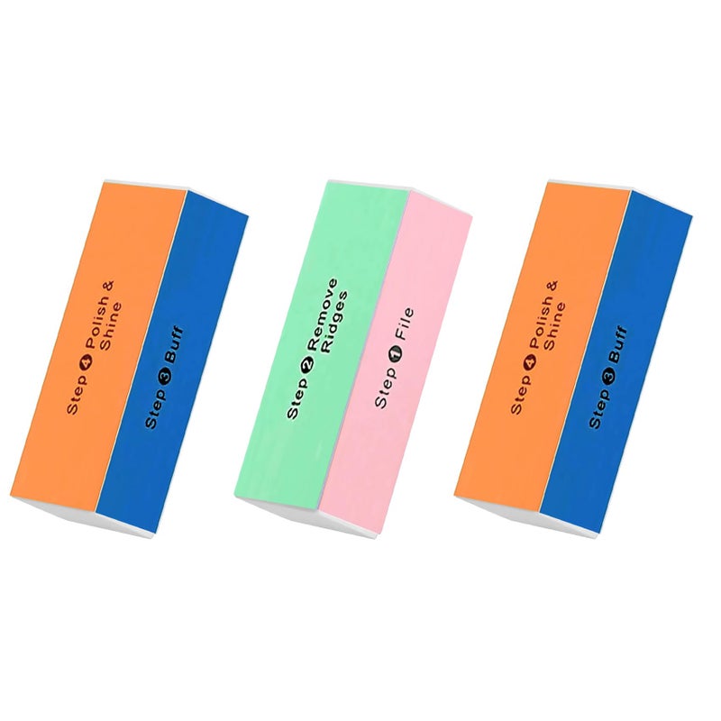 Soft N Style 4 Way Shiny Block 4 Step Buffing Block Shine Nail Buffer 3 pcs