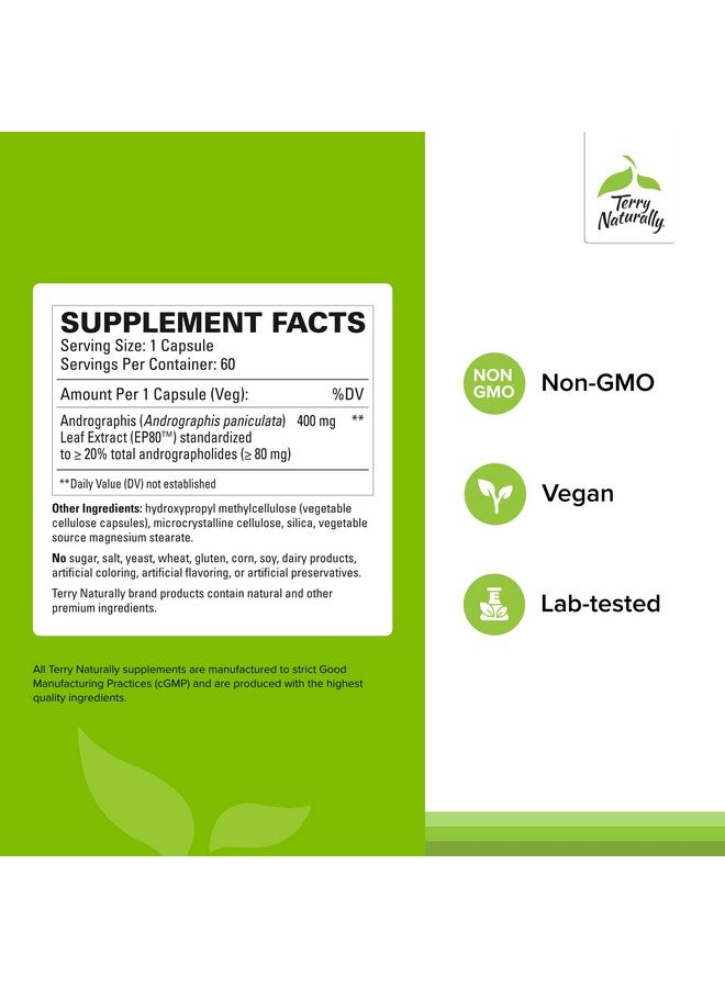 Terry Naturally Andrographis EP80 Extra Strength - Brain Health & Immune Support - Joint Health Support to Aid Mobility - Adaptogen Supplement for Energy & Liver Support - 60 Capsules (Pack of 2) - Image 2