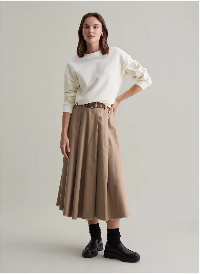 او في اس Full midi skirt with fringing