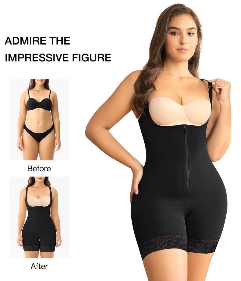Eleady Full Body Shapewear for Women Fajas Colombianas Moldeadoras Overbust Postpartum Slimming Bodysuit Tummy Control - Black,Large - Image 5