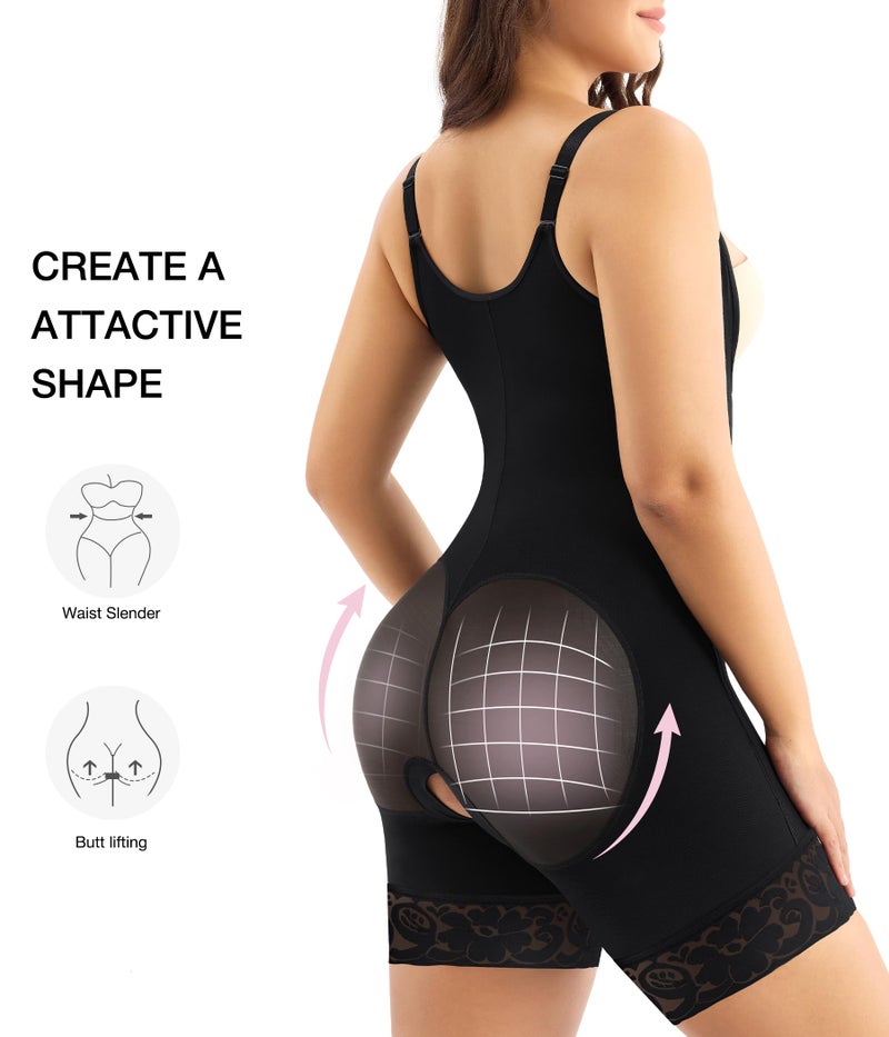 Eleady Full Body Shapewear for Women Fajas Colombianas Moldeadoras Overbust Postpartum Slimming Bodysuit Tummy Control - Black,Large - Image 3