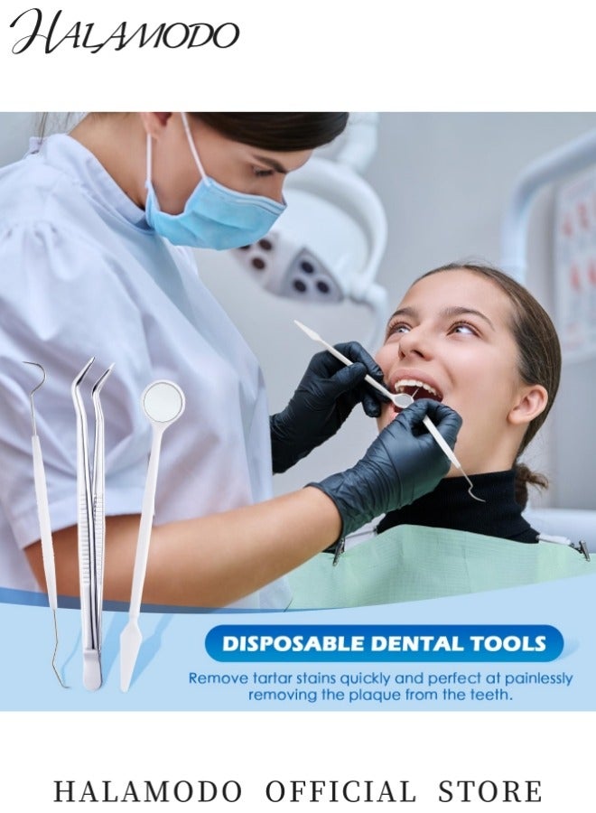 HALAMODO Disposable Dental Tools Set Includes Dental Mirror Dental Pick and Dental Explorer Complete Oral Hygiene Kit for Teeth Cleaning and Care Convenient Dentist Tools for Professional and At-Home Use  - Image 3
