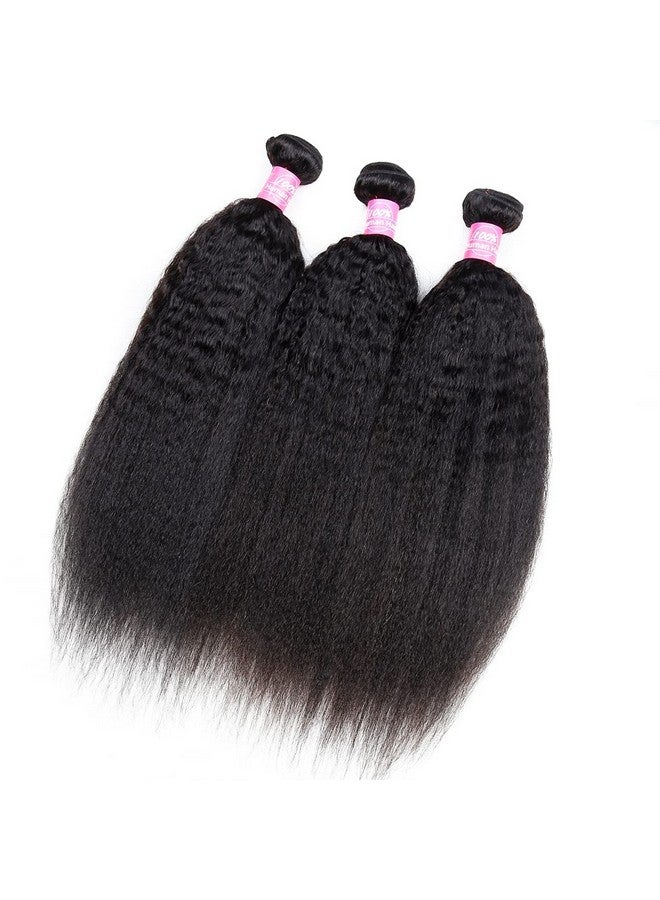 Odir Kinky Straight Bundles 14 16 18 Inch Human Hair Unprocessed 9A Brazilian Yaki Straight Virgin Hair 3 Bundles Remy Hair Extensions 300G Natural Color - Image 2