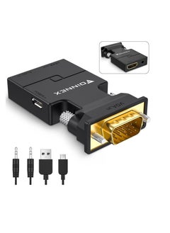 Phoenix VGA to HDMI Adapter with 1080P Audio Output Source for PC TV/Monitor Active Male Female Video Input Connector for Laptop, Computer and Projector Number of Ports: 4